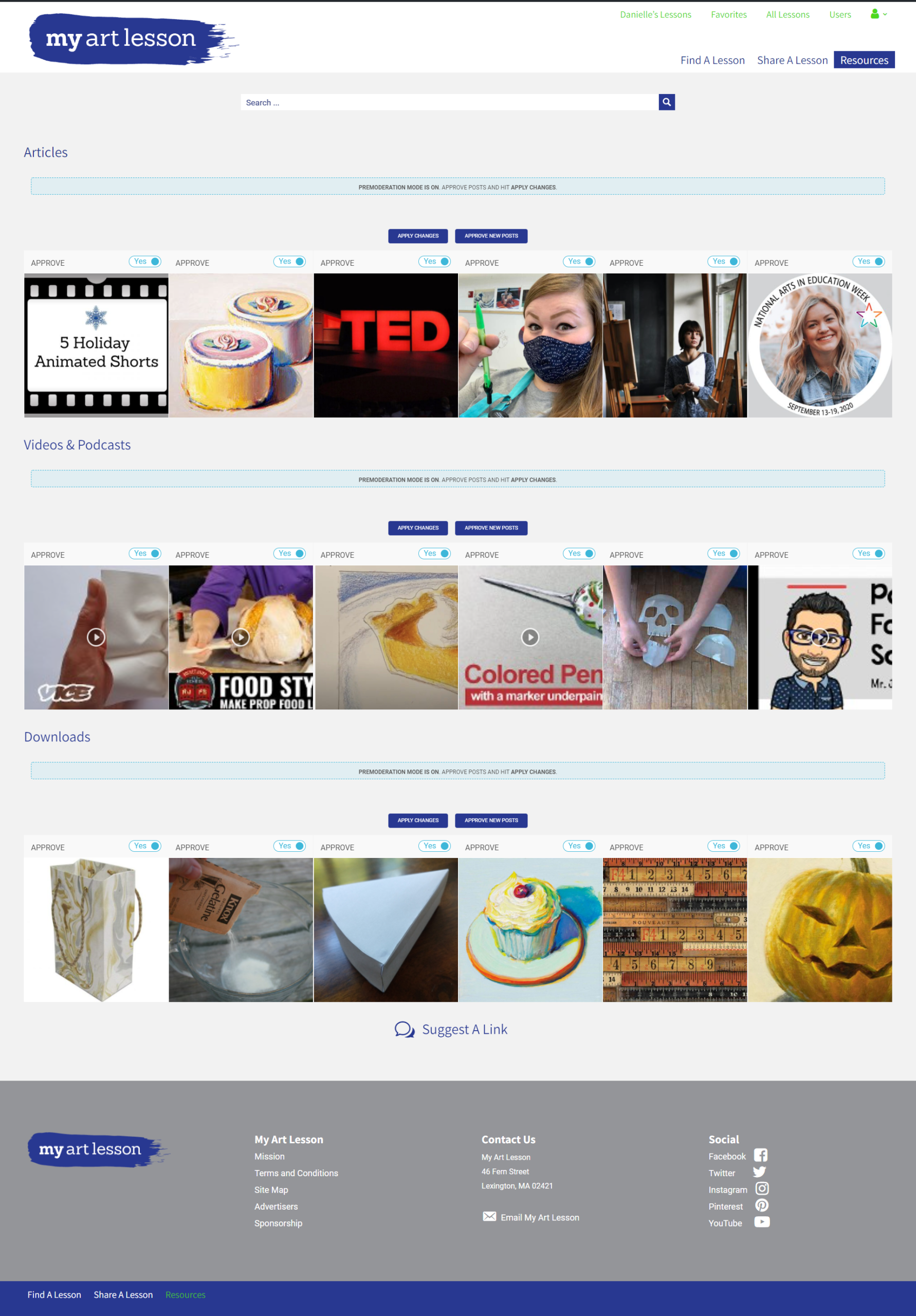 My Art Lesson resources admin