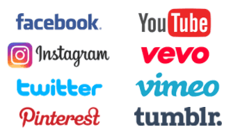 Social Media Integration (Facebook, Instagram, Twitter, Pinterest, YouTube, Vevo, Vimeo, Tumblr