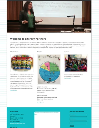 Literacy Partners site as seen in 2019 before our first redesign.