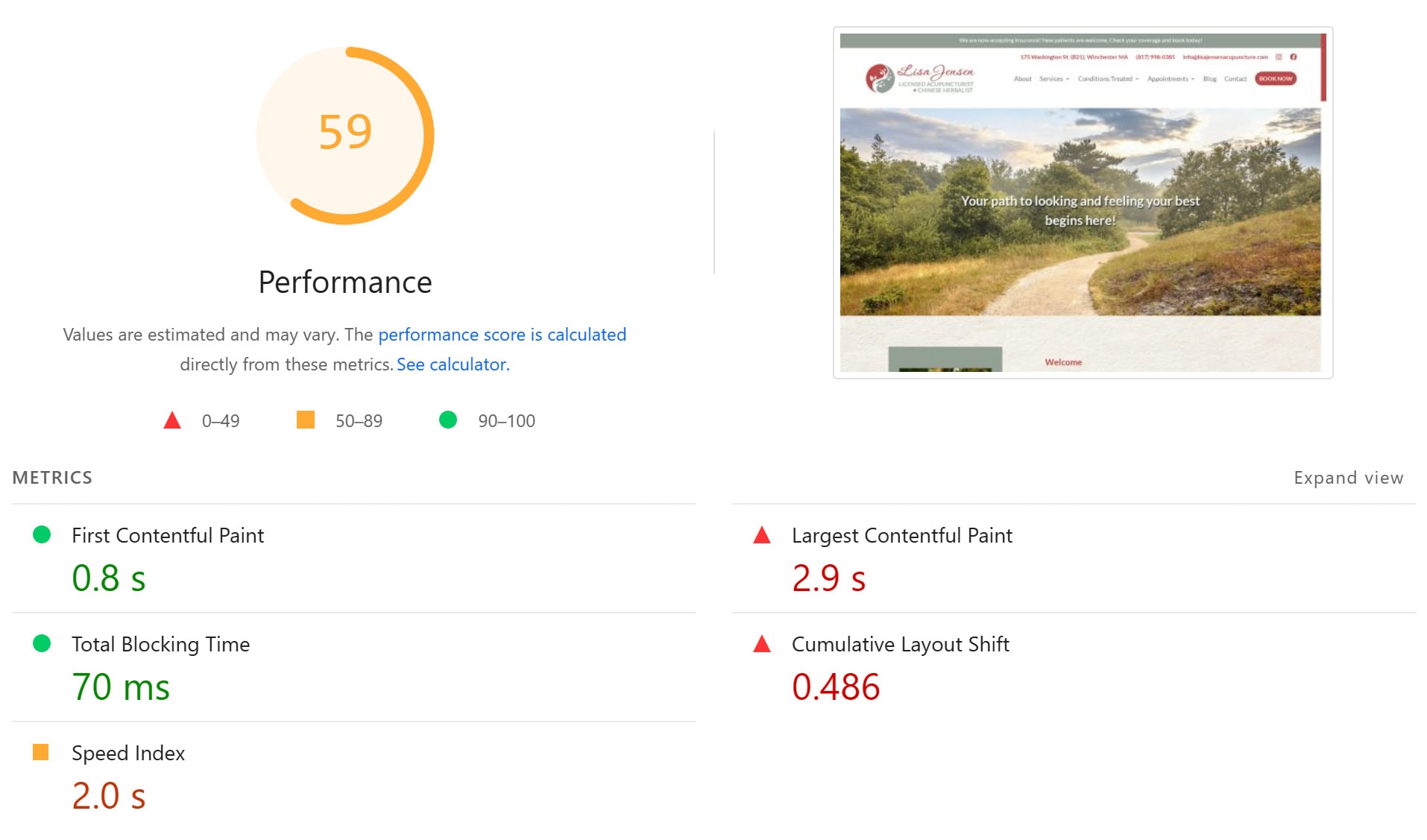 PageSpeed before Boost