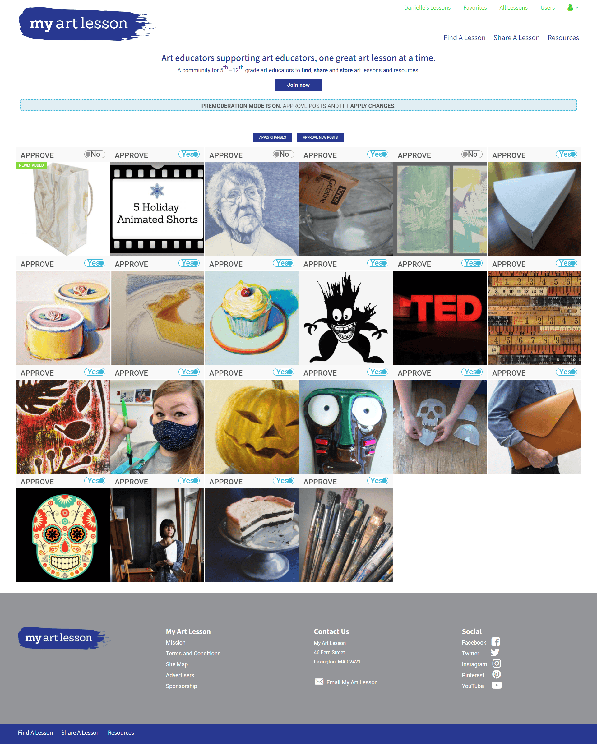 My Art Lesson homepage admin