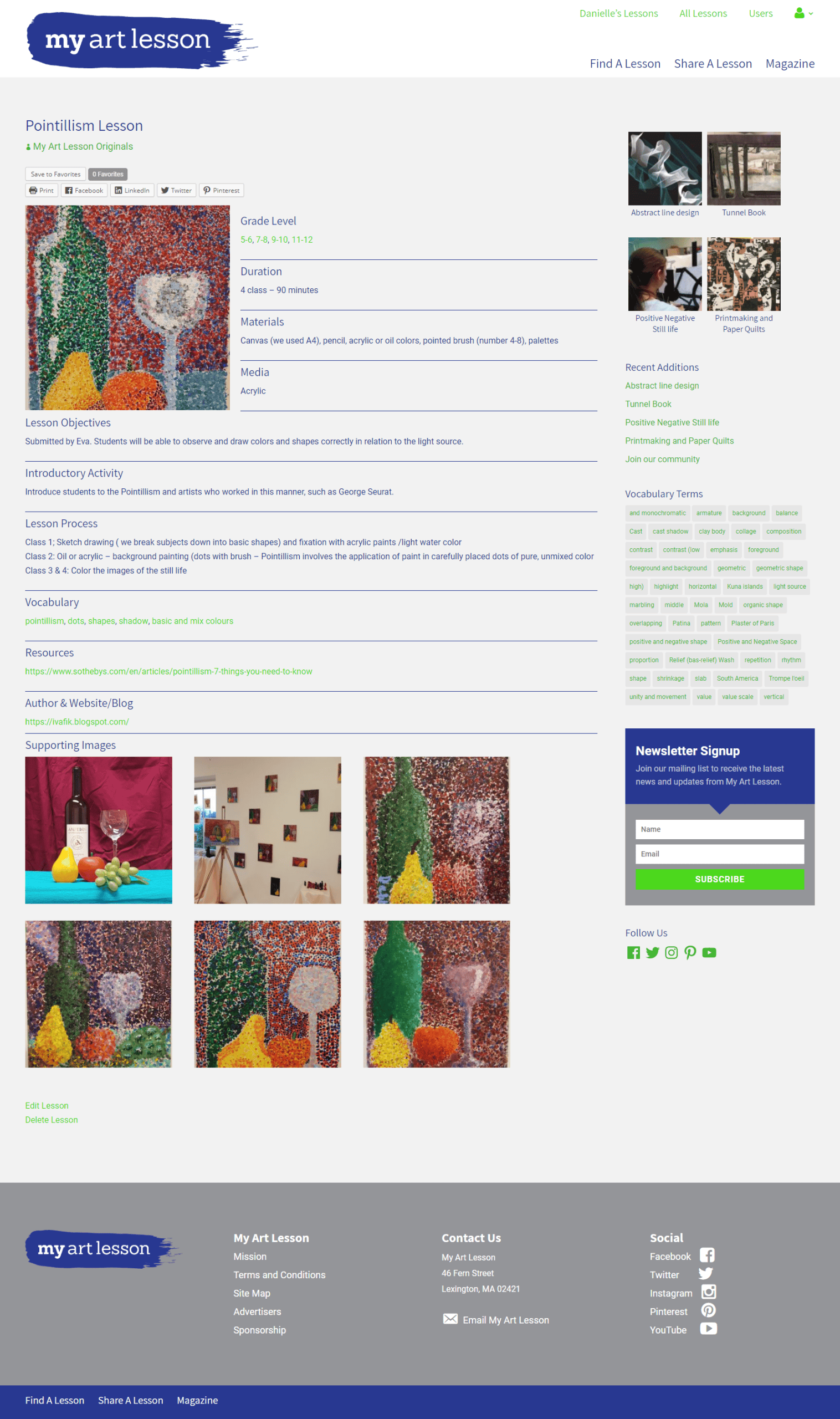 My Art Lesson lesson page