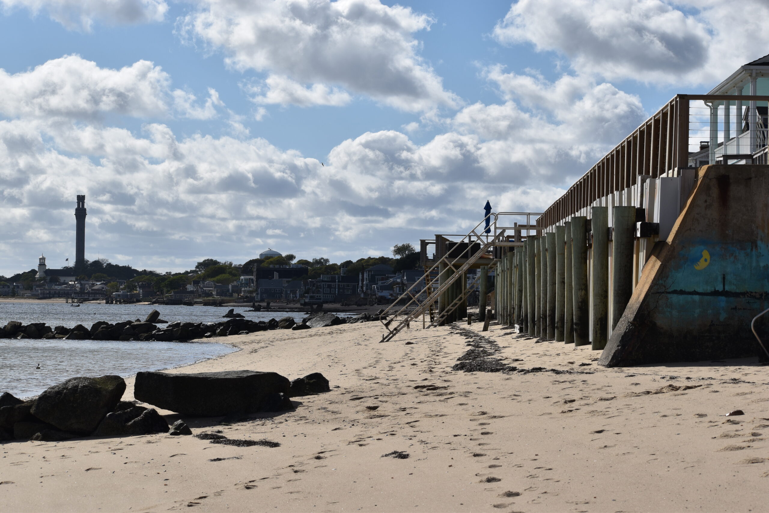 Providencetown Harbor painting and Pilgrim Monument in Providencetown, MA