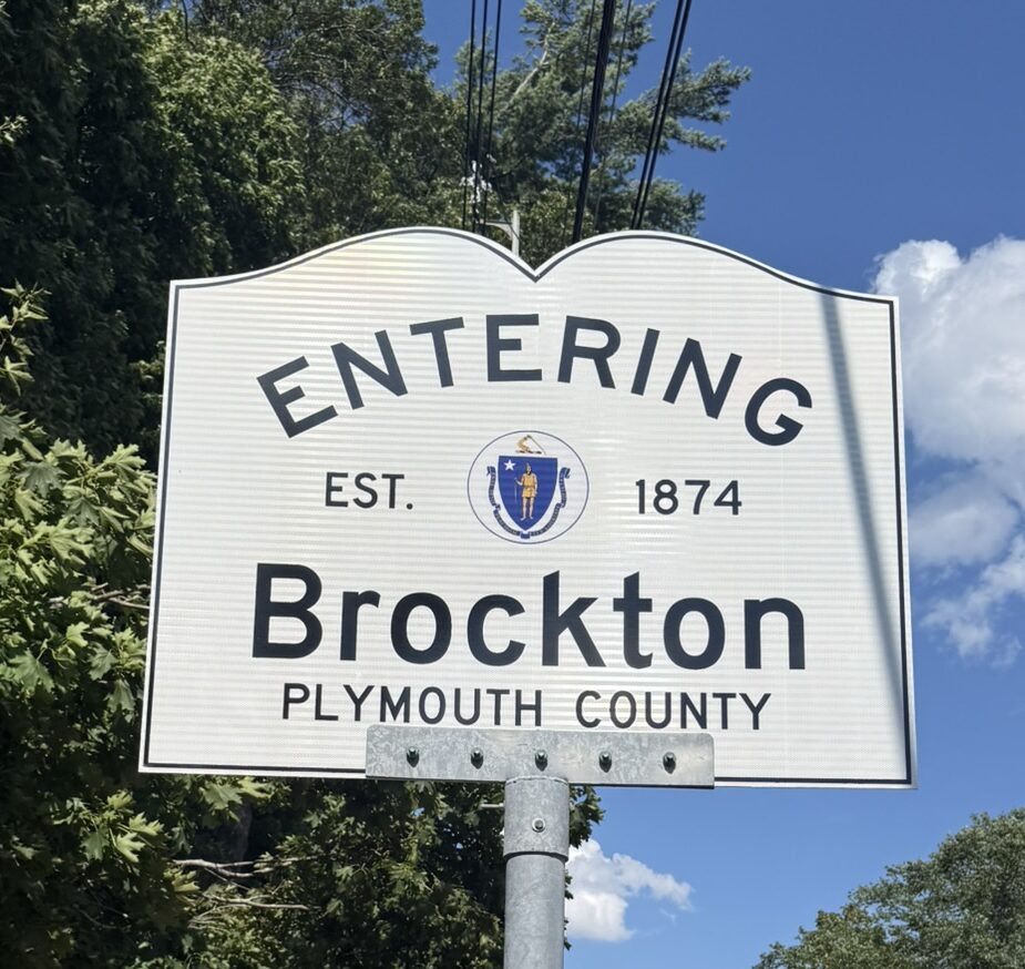 Entering Brockton sign in Brockton, MA