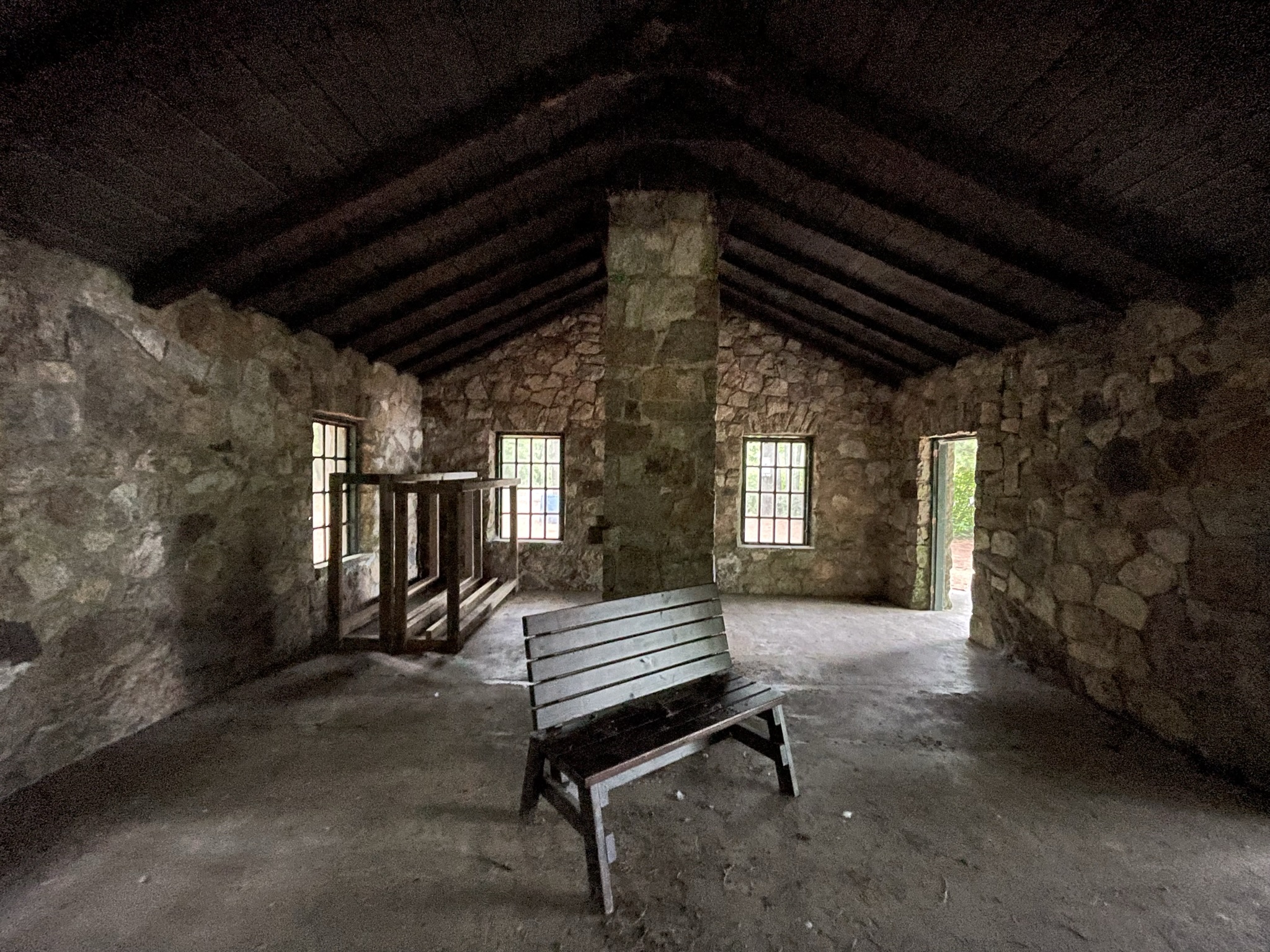 Building at Upper Leach Pond in Borderland State Park in Easton, MA